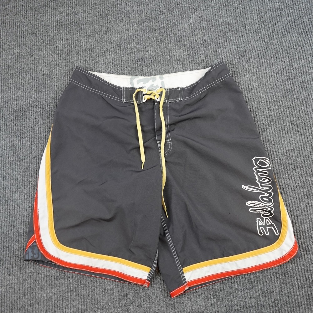 Vintage Billabong Board Shorts Mens 36 Gray Stripe Swim Trunks Drawstring